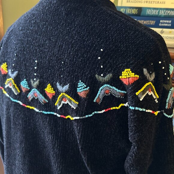 Jayson Younger Wool Blend Hand Beaded and Embroidered Cropped Cardigan - Picture 10 of 15